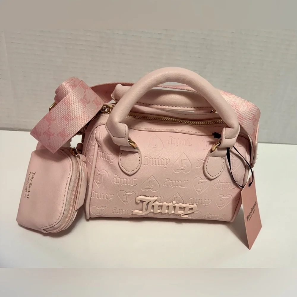 JUICY COUTURE dusty pink semi charmed satchel/crossbody bag